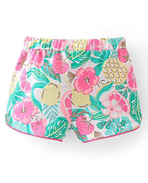 Babyhug Single Jersey Knit Shorts Floral Print - Pink