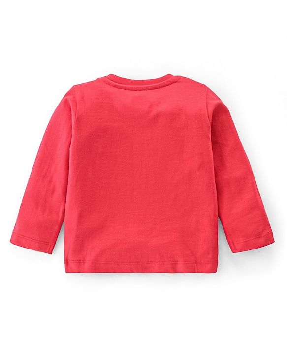 Babyhug Single Jersey Knit Full Sleeves Night Suit Bunny Print - Red & Navy Blue