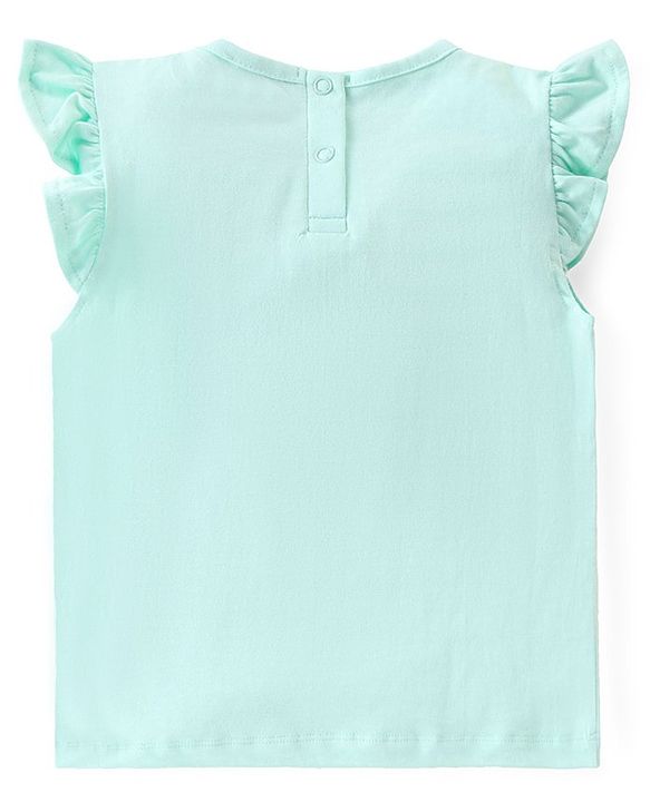 Babyhug Cotton Knit Single Jersey Frill Sleeves Night Suit With Unicorn Print - Blue & Pink