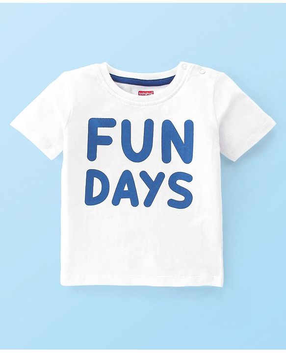 Babyhug Single Jersey Cotton Knit Dungaree with Half Sleeves Inner Tee Airplane Print - White & Blue