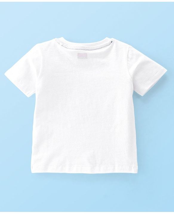 Babyhug Single Jersey Cotton Knit Dungaree with Half Sleeves Inner Tee Airplane Print - White & Blue