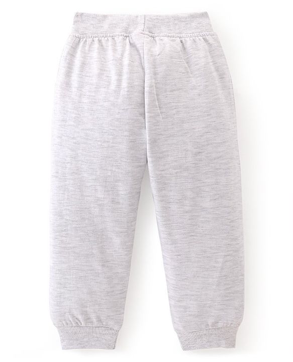 Babyhug Cotton Looper Knit Full Length Lounge  Pant Text Print -  Grey