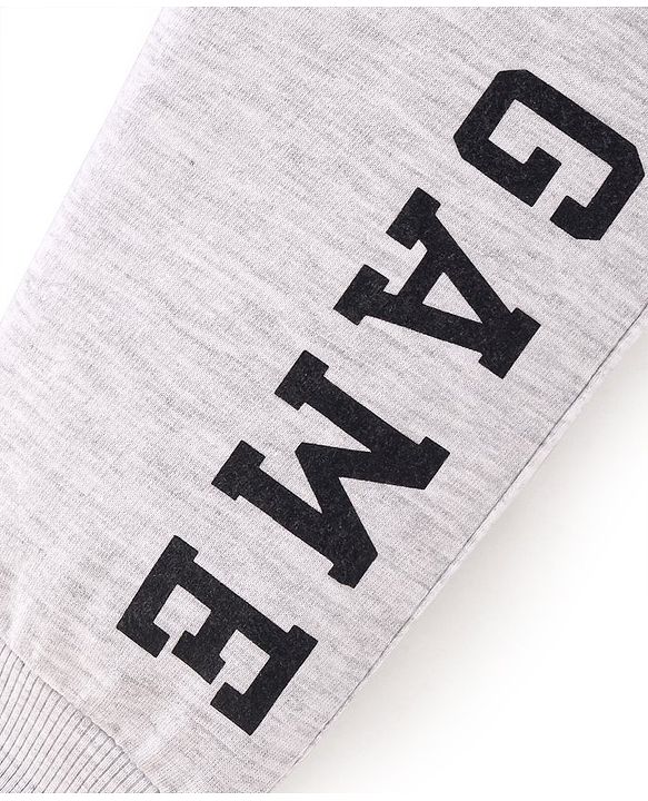 Babyhug Cotton Looper Knit Full Length Lounge  Pant Text Print -  Grey