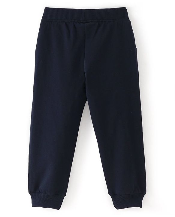Babyhug Cotton Looper Knit Full Length Lounge  Pant Text Print -  Navy