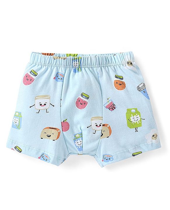 Babyhug 100% Cotton Printed Trunks Pack of 3 - Blue & Orange