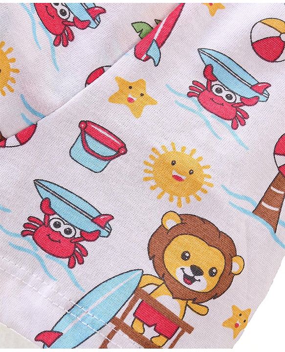 Babyhug 100% Cotton Knit Striped & Lion Printed Trunks Pack of 3 - Multicolour