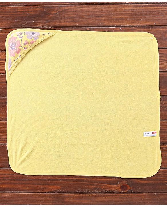 Babyhug Terry Knit Hooded Striped Bath Towel L 76.2 x B 76.2 cm - Yellow