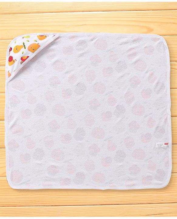 Babyhug Terry Knit Hooded Bath Towel with Fruit Print L 76.2 x B 76.2 cm - Multicolor