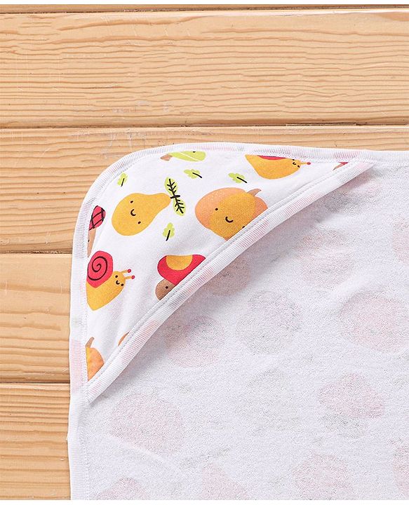 Babyhug Terry Knit Hooded Bath Towel with Fruit Print L 76.2 x B 76.2 cm - Multicolor