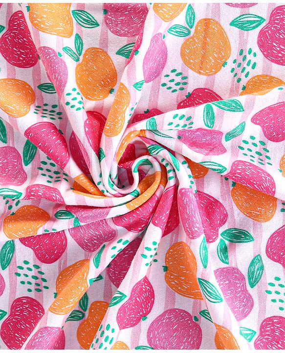 Babyhug Terry Knit Hooded Towel With Fruits Print L 75 x B 75 cm - Orange