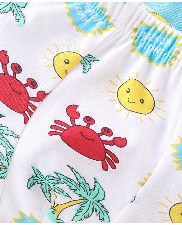 Babyhug 100% Cotton Above Knee Length Trunk With Striped & Crab Print Pack Of 3 - Red White & Blue