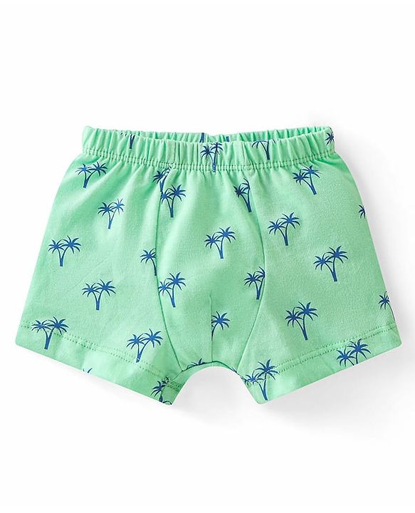 Babyhug 100% Cotton Knit Trunk Stripes & Palm Tree Print Pack of 3 - Blue Green & Peach