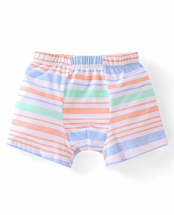 Babyhug 100% Cotton Knit Trunk Stripes & Palm Tree Print Pack of 3 - Blue Green & Peach