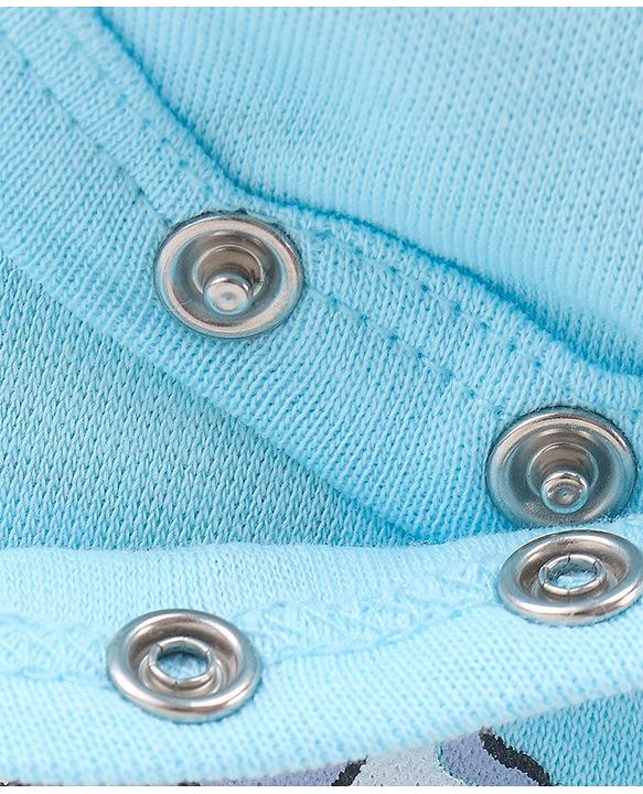 Babyhug 100% Cotton Knit Half Sleeves Onesies Striped & Animal Print Pack of 3 - Blue Yellow & Grey