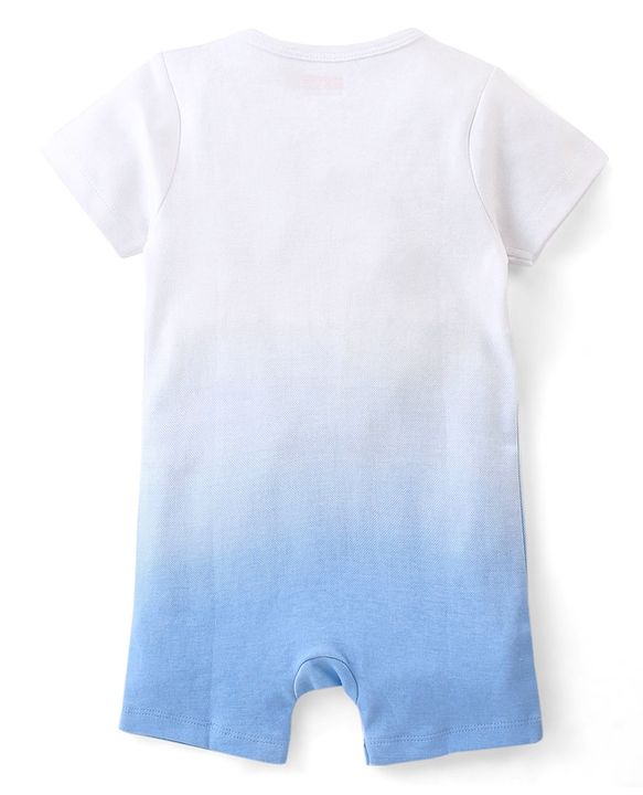Babyhug 100% Cotton Knit Half Sleeves Romper Dino Print - White