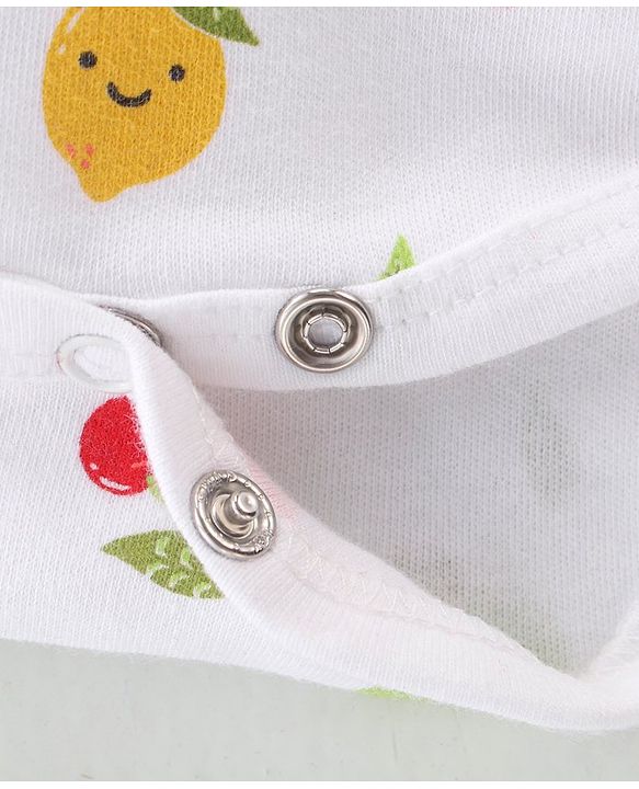 Babyhug 100% Cotton Knit Half Sleeves Onesie Fruit Print - Yellow