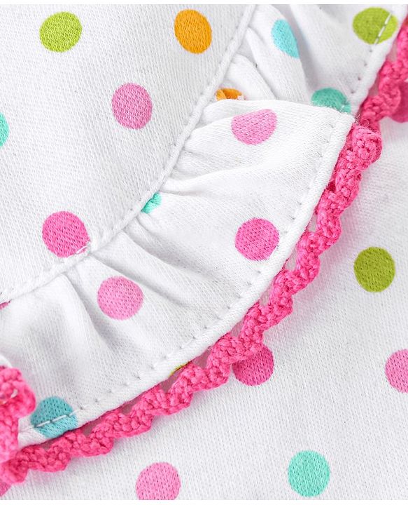 Babyhug 100% Cotton Sleeveless Romper with Frill Detailing & Butterfly Patch - White