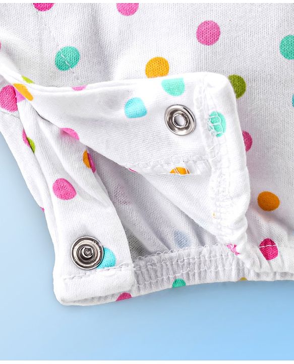 Babyhug 100% Cotton Sleeveless Romper with Frill Detailing & Butterfly Patch - White