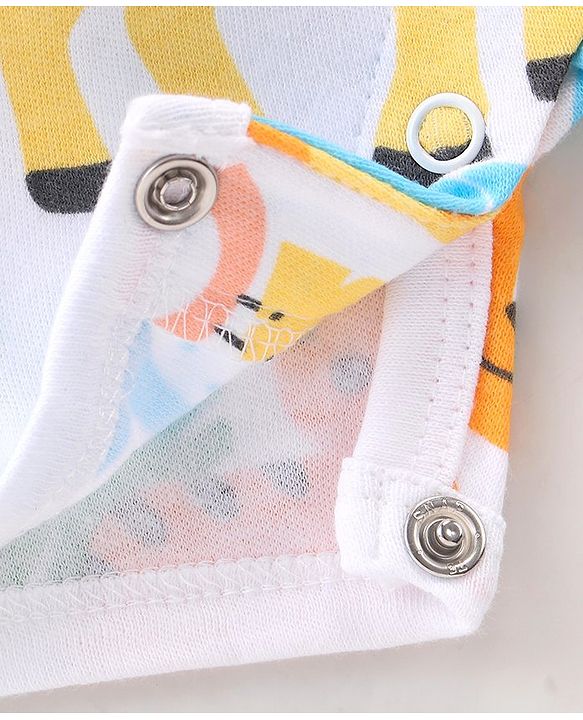 Babyhug 100% Cotton Knit Half Sleeves Romper Animal Print - Multicolor