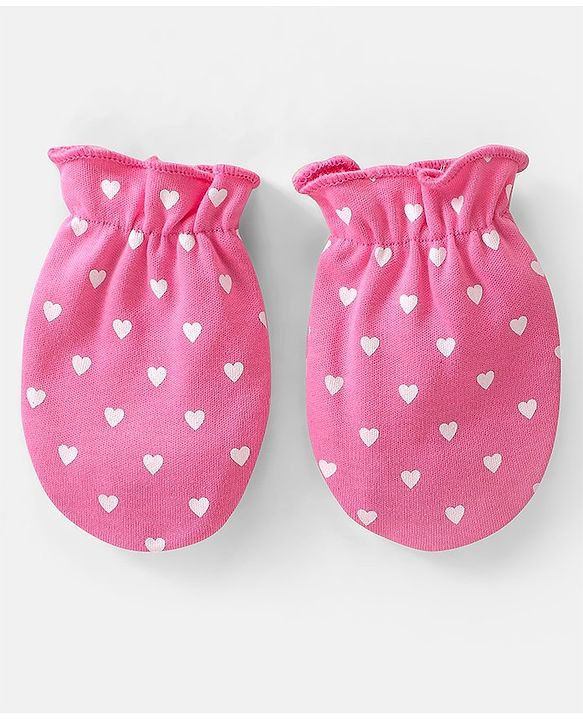 Babyhug 100% Cotton Mittens Heart & Strawberry Print Pack of 3 - Multicolour