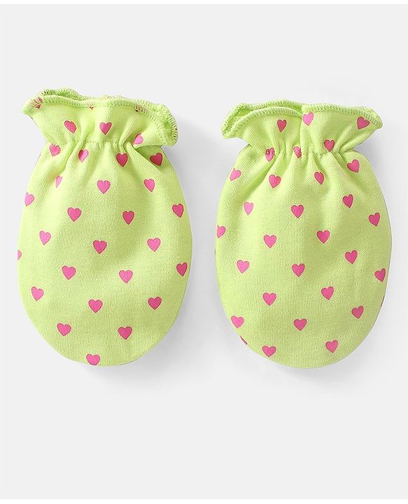 Babyhug 100% Cotton Mittens Heart & Strawberry Print Pack of 3 - Multicolour