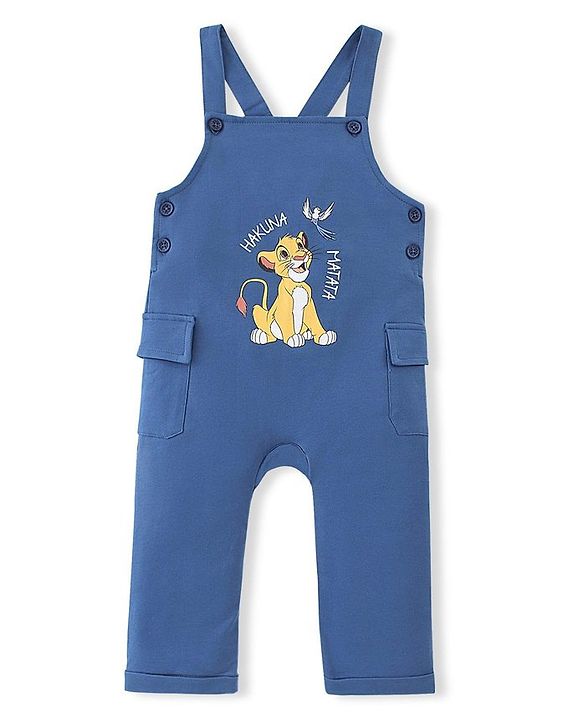 Babyhug Disney Single Jersey Knit Dungaree & Half Sleeves T-Shirt The  Lion King Print - Blue & Yellow