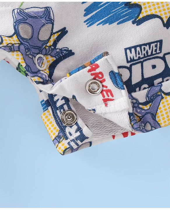 Babyhug Marvel Single Jersey Knit Dungaree With Half Sleeve Inner T-Shirt With Spiderman Print - Red & White