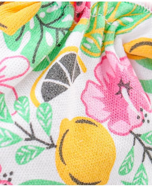 Babyhug 100% Cotton Knit Fruit Print Mittens and Booties - Multicolor