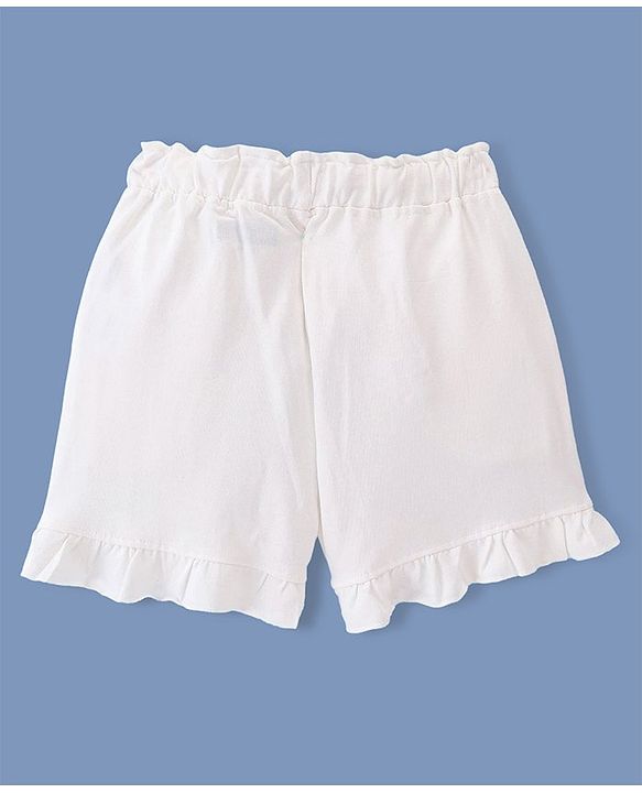 Pine Kids 100% Cotton Knit Mid Thigh Length Shorts With Floral Print - White