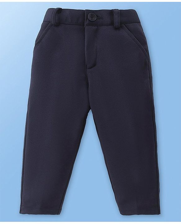 Babyhug Knit Full Sleeves Boat Print  Party Shirt & Trousers with Cap  Bow & Suspender - White & Navy Blue