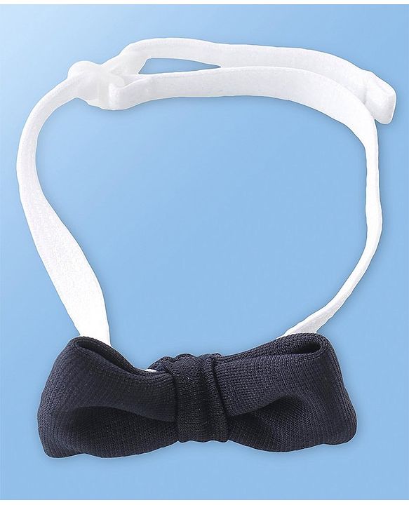 Babyhug Knit Full Sleeves Boat Print  Party Shirt & Trousers with Cap  Bow & Suspender - White & Navy Blue