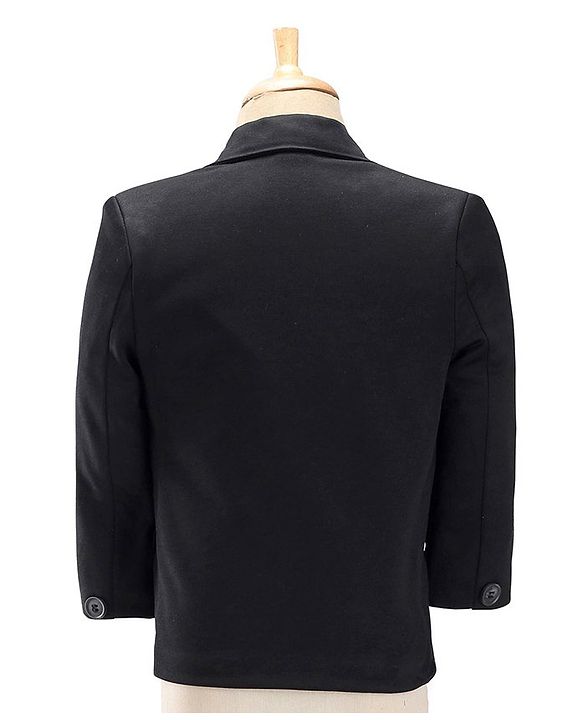 Babyhug Party Wear Full Sleeves Embellished Party Suit With Waistcoat & Bow - Black & White