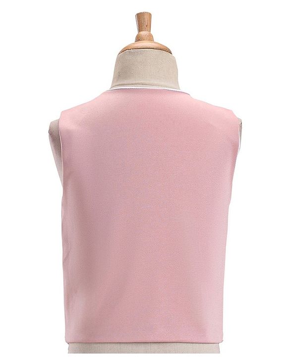 Babyhug Full Sleeves Solid Color 5 Piece Party Suit With Waistcoat & Bow -Pink