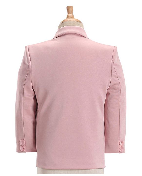 Babyhug Full Sleeves Solid Color 5 Piece Party Suit With Waistcoat & Bow -Pink