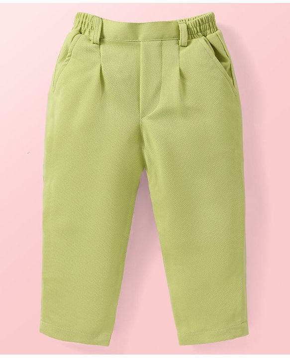 Babyhug Knit Half Sleeves Printed T-Shirt & Trouser With Waistcoat - Green