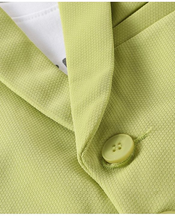 Babyhug Knit Half Sleeves Printed T-Shirt & Trouser With Waistcoat - Green