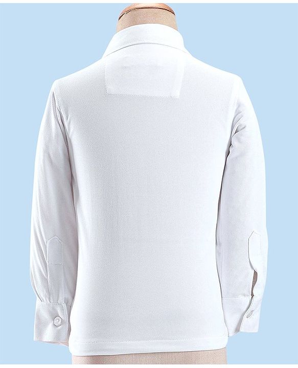 Babyhug Party Wear Knitted Solid Colour Waistcoat Set With Full Sleeves Shirt- Peach