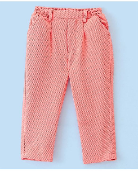 Babyhug Party Wear Knitted Solid Colour Waistcoat Set With Full Sleeves Shirt- Peach