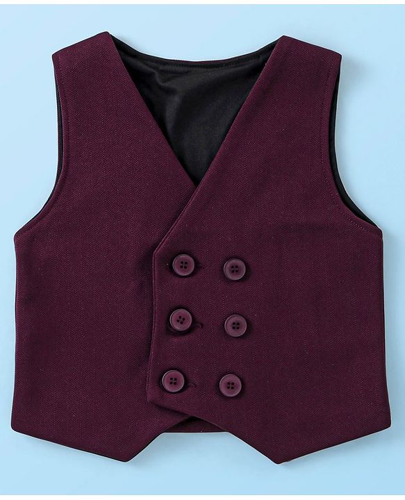 Babyhug Cotton Woven Full Sleeves   Party Suit  with Bow -  Maroon