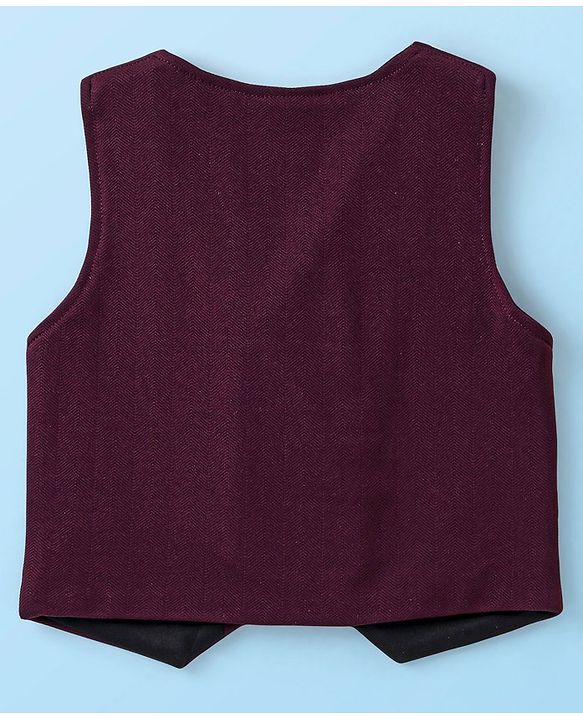 Babyhug Cotton Woven Full Sleeves   Party Suit  with Bow -  Maroon