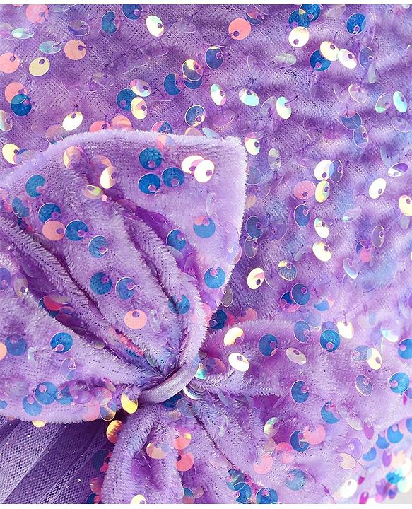 Babyhug Cap Sleeves Party Wear Gown With Lace Detail & Sequin Detailing - Lavender