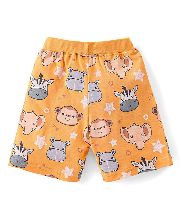 Babyhug Single Jersey Half Sleeves Night Suit Zebra Print - Orange