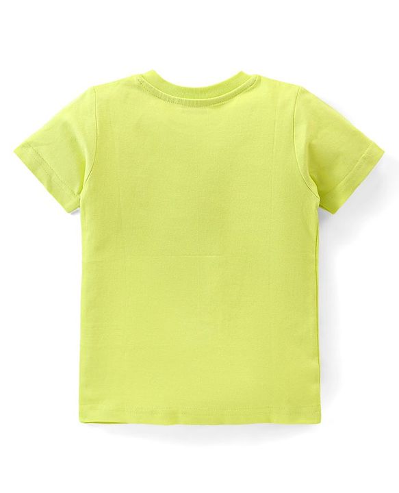 Babyhug Single Jersey Knit Half Sleeves Night Suit Text Print - Green & Navy Blue