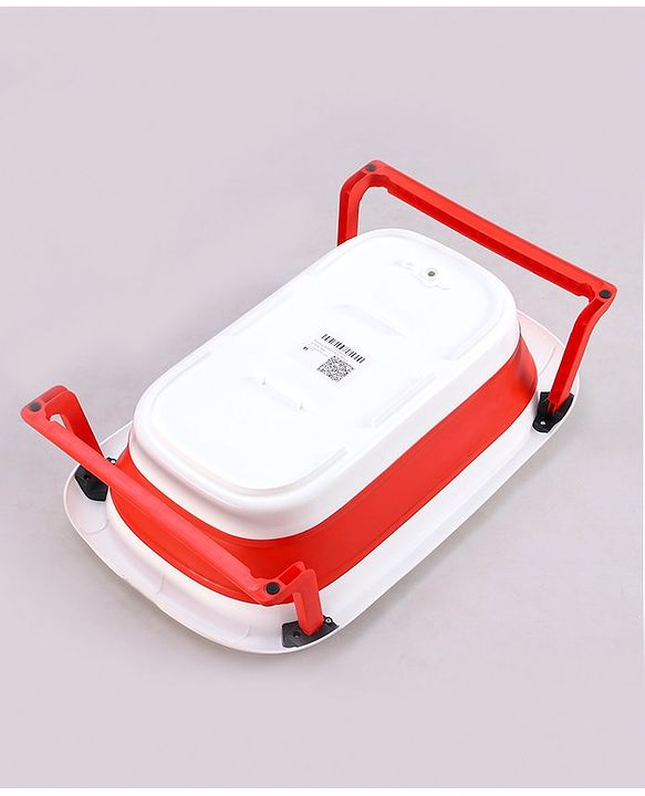 Babyhug Foldable Baby Bath Tub with Soap Space - Red