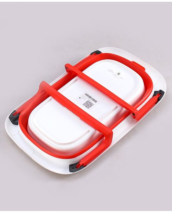 Babyhug Foldable Baby Bath Tub with Soap Space - Red
