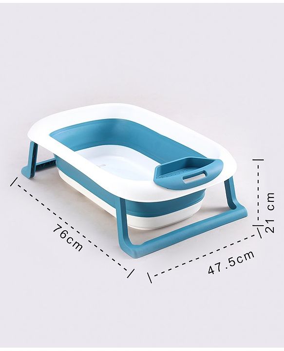 Babyhug Foldable Baby Bath Tub with Soap Space - Blue