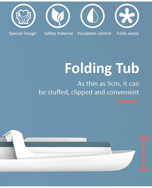 Babyhug Foldable Baby Bath Tub with Soap Space - Blue