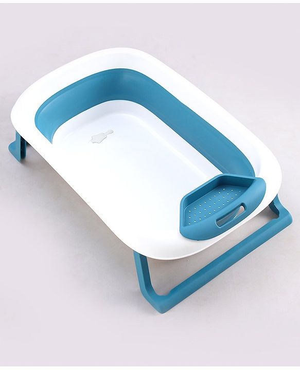 Babyhug Foldable Baby Bath Tub with Soap Space - Blue