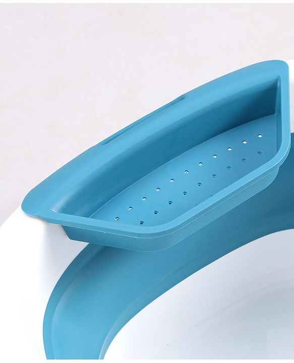 Babyhug Foldable Baby Bath Tub with Soap Space - Blue