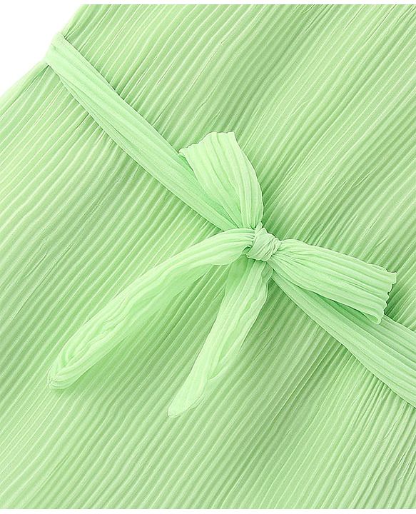 Pine Kids Sleeveless Solid Colour Lining Detailing Frock - Green